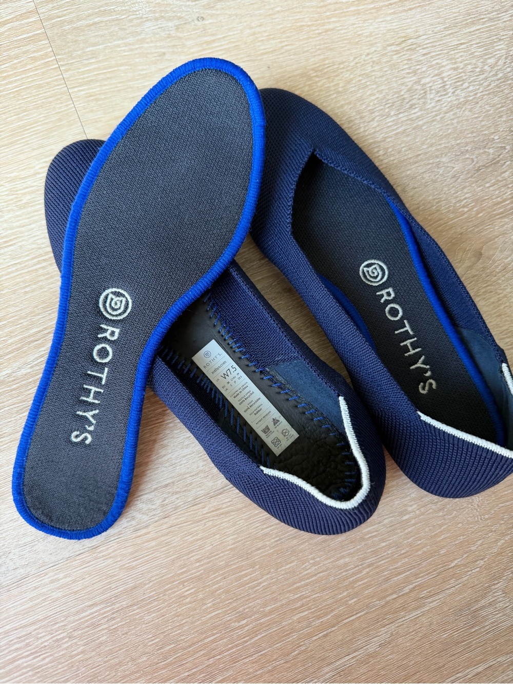 Rothy's Navy Knit Ballet Flats with White Trim - Picture 3 of 4